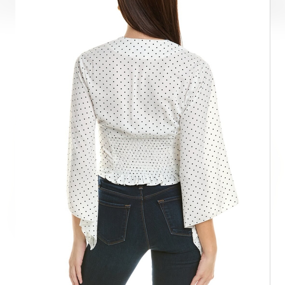 ANNA KAY Evasees White Dotted Low V Top - Picture 2 of 3